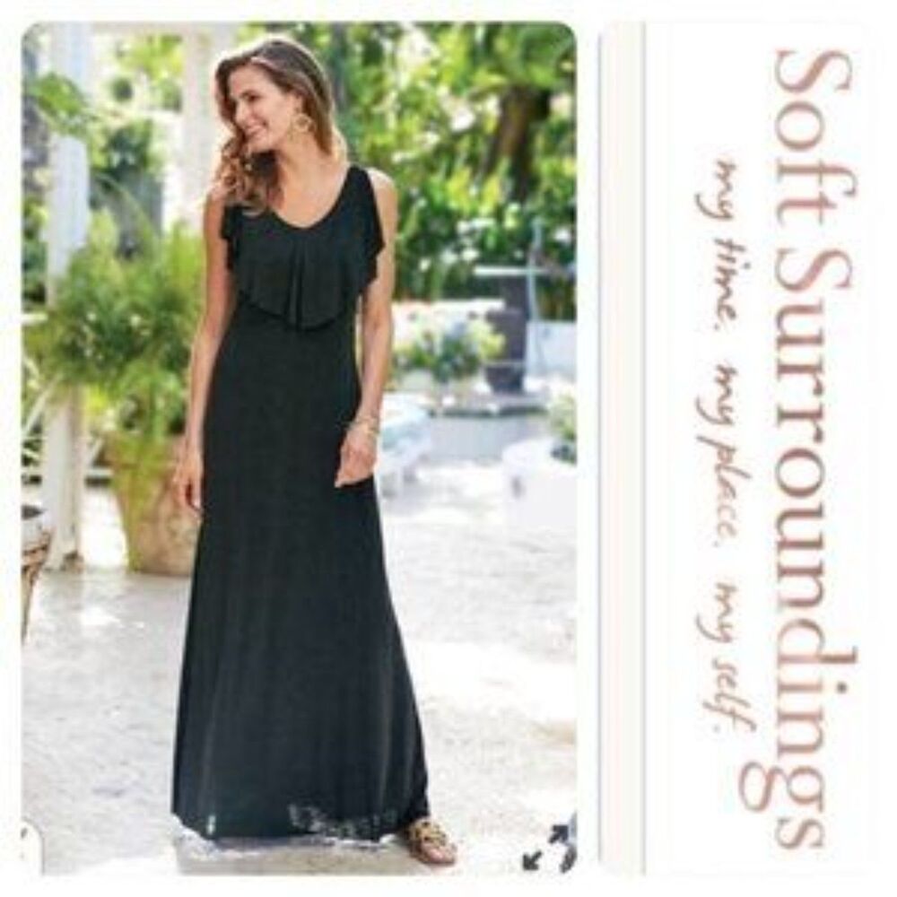 Soft Surroundings Black Sleeveless Maxi Dress Size M NWOT
